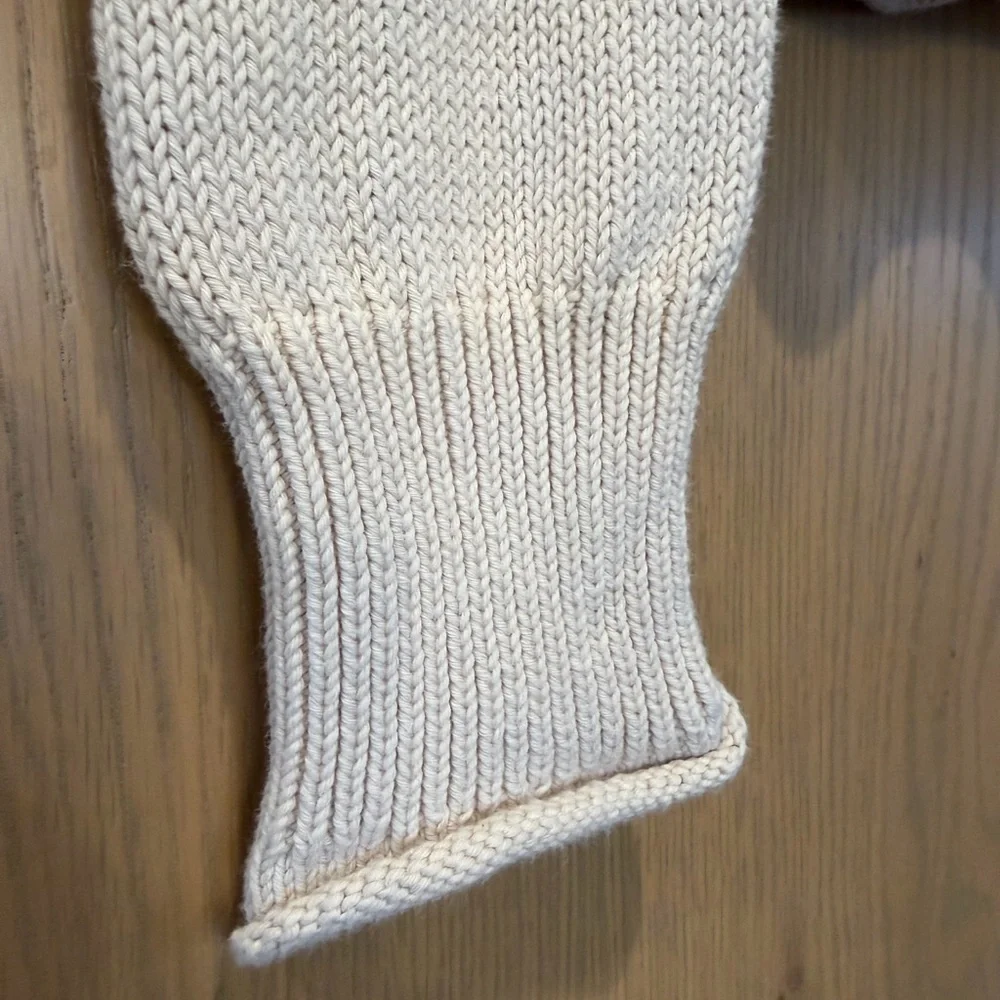 J. Crew Cream Turtleneck Rolled Hemline Sweater / Cotton / xsmall